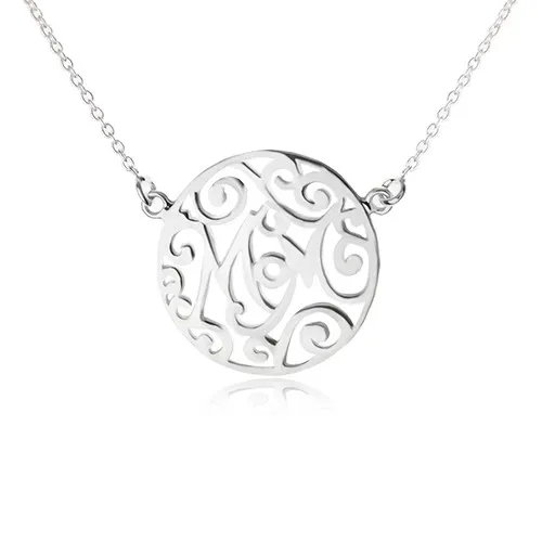 Náhrdelník ze stříbra 925 - řetízek a vyřezávaný kruh, Mom