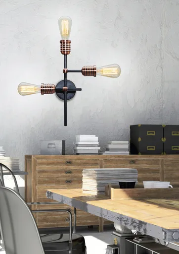 Stropní lampa Kirimu 3xE27 černá