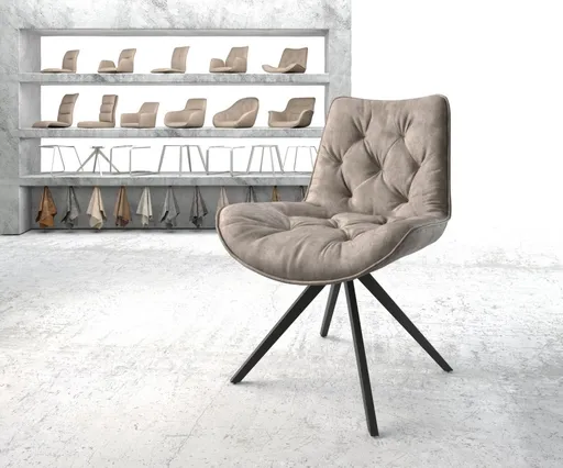 Otočná židle Taimi-Flex taupe vintage křížová podnož hranatá