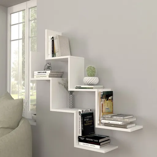 Nástěnná police Zig Zag - White