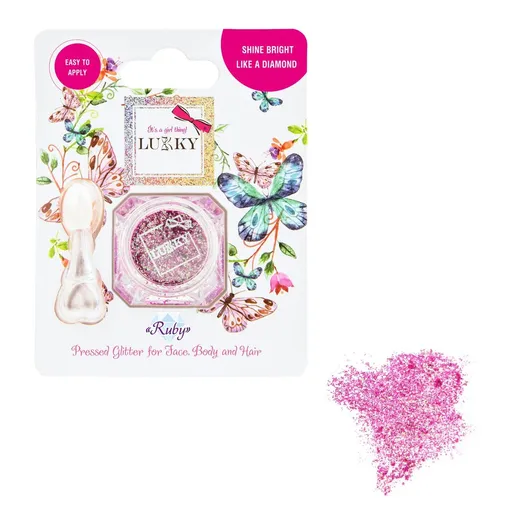 LUKKY růžové třpytky na obličej, tělo a vlasy s aplikátorem