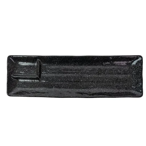 Servírovací talíř CONTOUR 33 x 10,5 cm, vysoký okraj, černá, keramika, MIJ