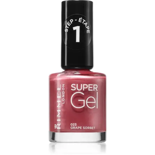 Rimmel Super Gel gelový lak na nehty bez užití UV/LED lampy odstín 023 Grape Sorbet 12 ml