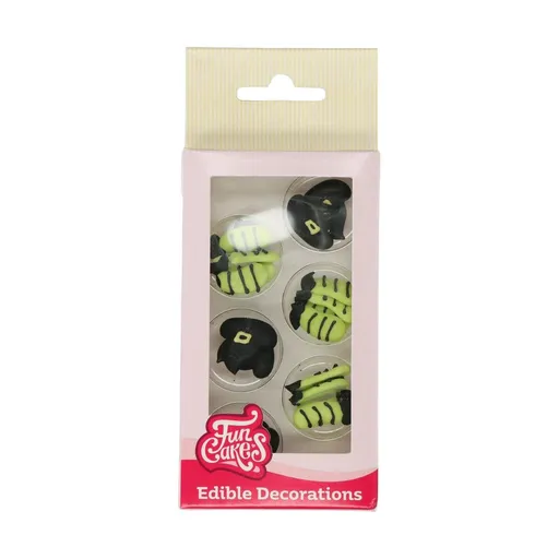 Cakesupplies Cukrové zdobení - Klobouk a nohy čarodějnice 18 ks