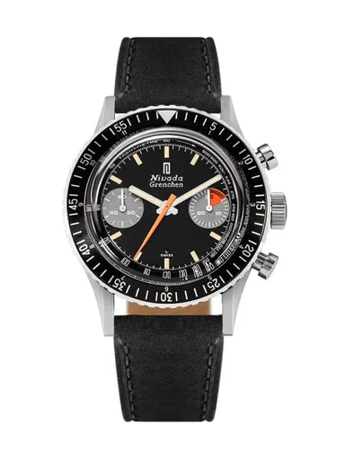 Nivada Grenchen Chronomaster Orange Boy SL Inter. Bezel - Manual - Black leather