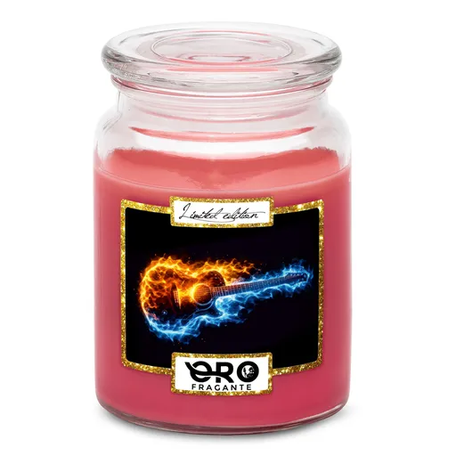 Svíčka Kytara v plamenech (Vůně svíčky: Višně v čokoládě)