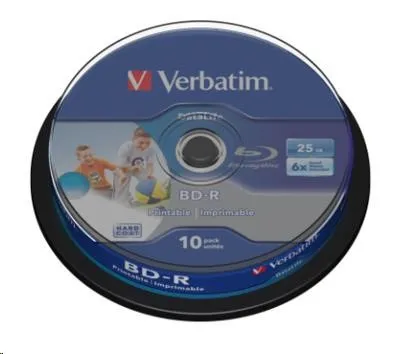 VERBATIM BD-R SL Datalife HTL (10-pack)Blu-Ray/Spindle/6x/25GB Wide Printable