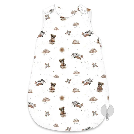 Miminu Spací vak, bavlna, 74 cm, Méďa pilot - bílá, béžová