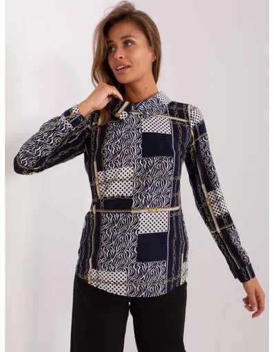 Dámská košile s potiskem a límečkem AZORA námořnicky modrá