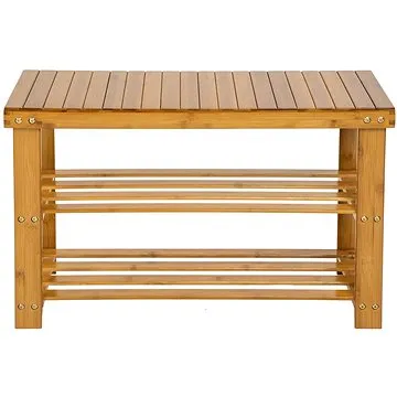 Tectake Botník 70x28x45cm bambusový s lavicí, hnědý (401650)