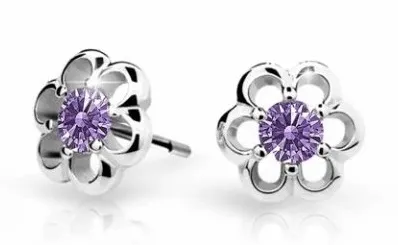 Cutie Jewellery Dětské náušnice z bílého zlata C1947-30-X-2 fialová