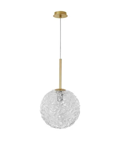NOVA LUCE závěsné svítidlo MIRANO čiré strukturované sklo a broušená zlatá ocel E27 1x12W 230V IP20 bez žárovky 9260211