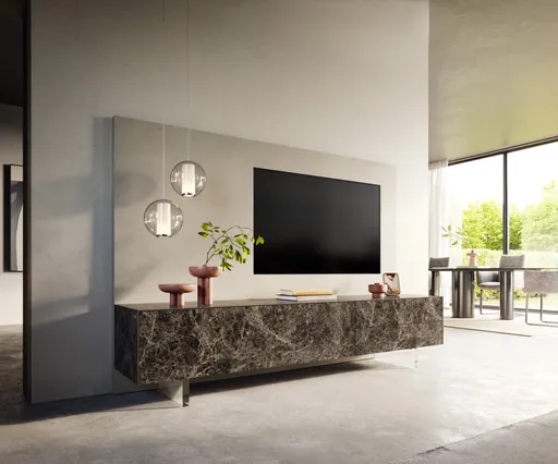 TV stolek Cuor 220 cm keramika Emperador Extra Lucidato tmavě