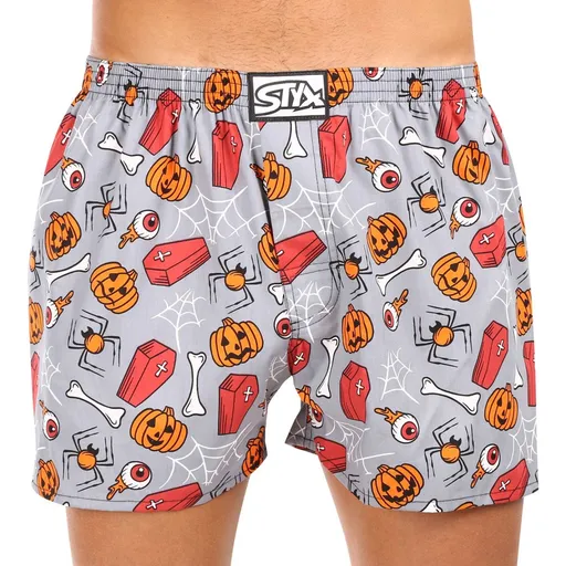 Styx Pánské trenky art klasická guma nadrozměr Halloween rakve (E1752) 4XL