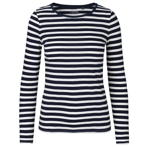 Neutral Dámské tričko s dlouhým rukávem z organické Fairtrade bavlny - Bílá / tmavě modrá | XS