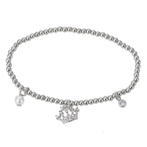 Stříbrný kuličkový náramek s korunkou - Ø 6-7cm MLB00635