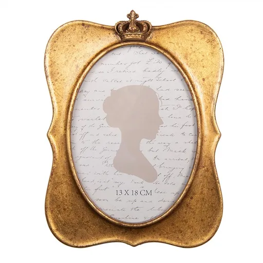 Zlatý antik fotorámeček s korunkou - 17*2*22 cm / 13*18 cm Clayre & Eef