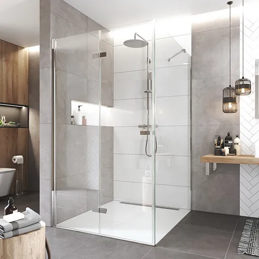 Mereo Sprchový kout, Novea, čtverec, zalamovací, 120x120 cm, chrom ALU, sklo Čiré, dveře levé a pevný díl CK14843ZL