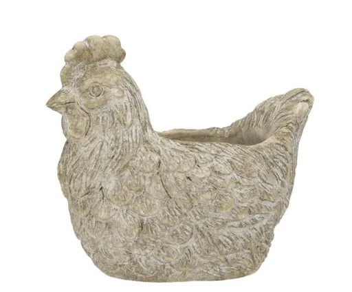 Šedý antik cementový květináč slepice Chick Uniq - 19*12*15 cm 573025antik