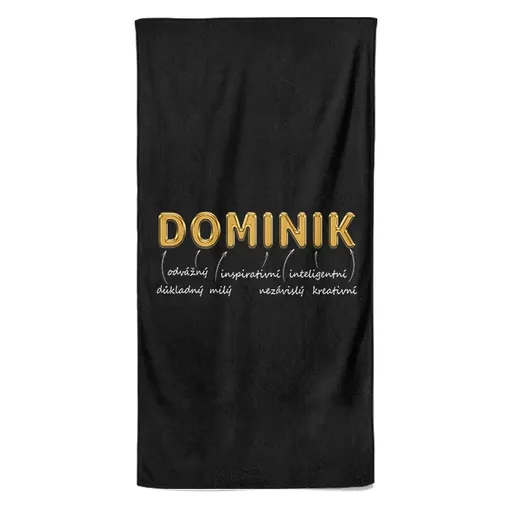 Osuška Mužská jména – GOLD (Jméno: Dominik, Velikost osušky: 70x140cm)