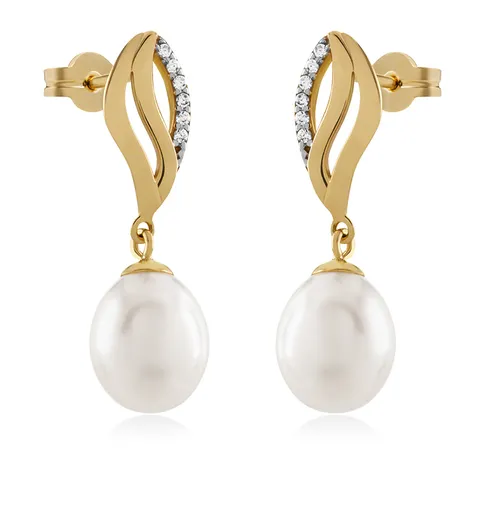 Brilio Elegantní zlaté náušnice s perlami 14/467.002/3ZIR