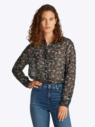 Tommy Jeans dámská černá vzorovaná halenka DW0DW20669 L