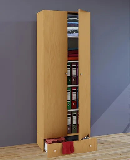 VCM Víceúčelová skříň Vandol I s dvířky včetně zásuvky, buk