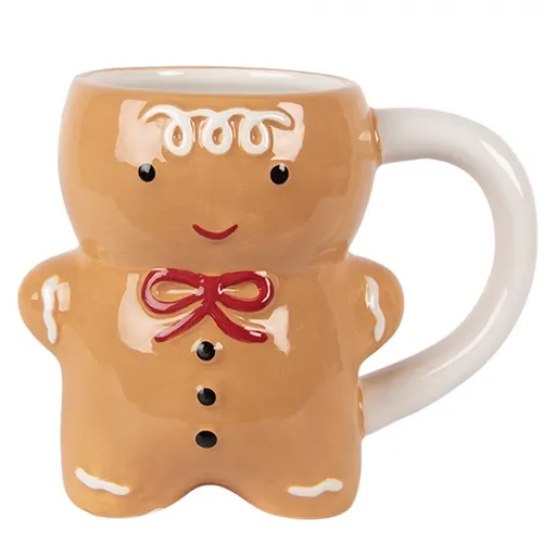 Hnědý keramický hrnek Perníček Gingerbread - 14*8*11 cm / 300 ml 6CEMU0222