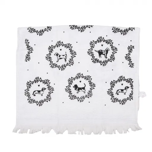 Bílý froté kuchyňský ručník s pejsky Lovely Grey Dogs - 40*66cm CTLGD-1