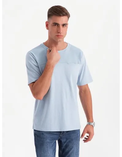 Pánské bavlněné tričko s jemnou výšivkou - krémové V2