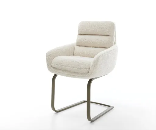 Jídelní židle Abelia-Flex s područkami plyšový manšestr béžová