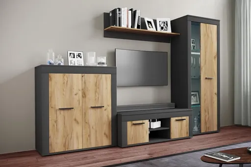 VCM 4dílná nástěnná skříňka Usilo L, antracitová