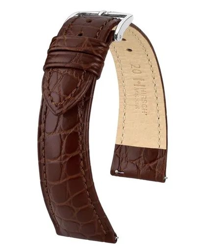 Řemínek Hirsch Aristocrat - hnědý - 20 mm - L – Standardní délka (doporučujeme) - 16 mm - Stříbrná