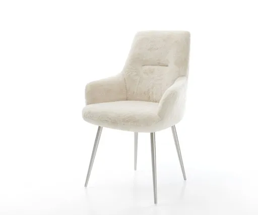 Jídelní židle Zelia-Flex s područkami plyšový manšestr krémovo