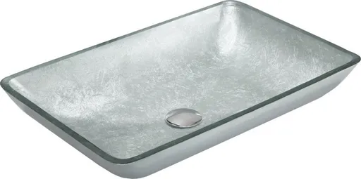 MEXEN Megan skleněné umyvadlo 56x36, stříbrná 24135611