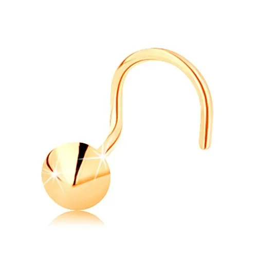 Piercing do nosu ve žlutém 14K zlatě, zahnutý - lesklý kužel