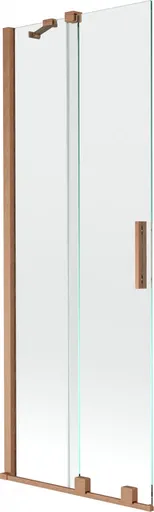 MEXEN/S Velar Dvoukřídlá posuvná vanová zástěna 70 x 150, transparent, kartáčovaná měď 896-070-000-01-65