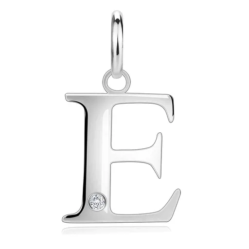 Diamantový přívěsek ze stříbra 925 - velké písmeno E, kulatý briliant