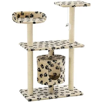 Shumee Hrací odpočívadlo s myškou 70 × 45 × 95 cm béžové s tlapkami (8718475598220)