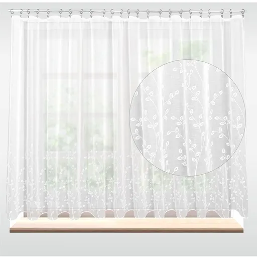 Záclona rivoli, Bílé větvičky s olůvkem metráž, bílá 250 cm