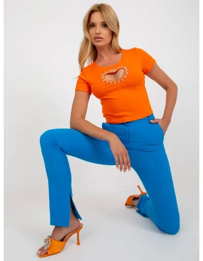Dámské tričko se zirkonovou aplikací KIRKASA oranžové krátké