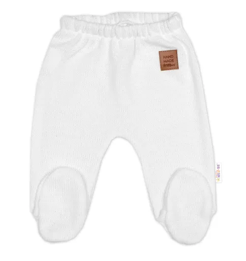 Baby Nellys Pletené kojenecké polodupačky Hand Made, bílé, vel. 68