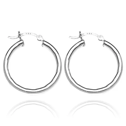 Kulaté náušnice ze stříbra 925 - lesklá, gravírovaná linie, 25 mm