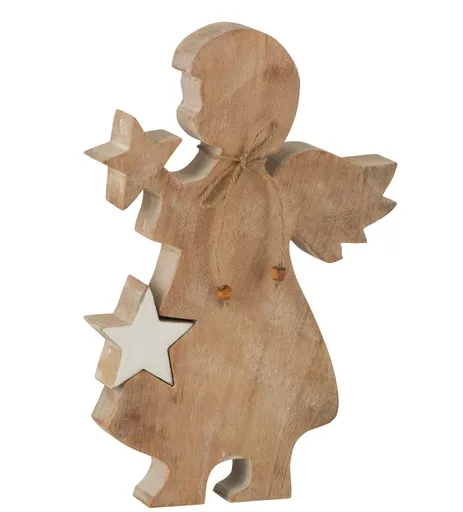 Dřevěný anděl s vyndavací hvězdou - 18*4*29cm 15899
