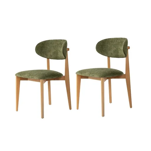Sada jídelních židlí Lionte Green and Light Oak, 2 ks