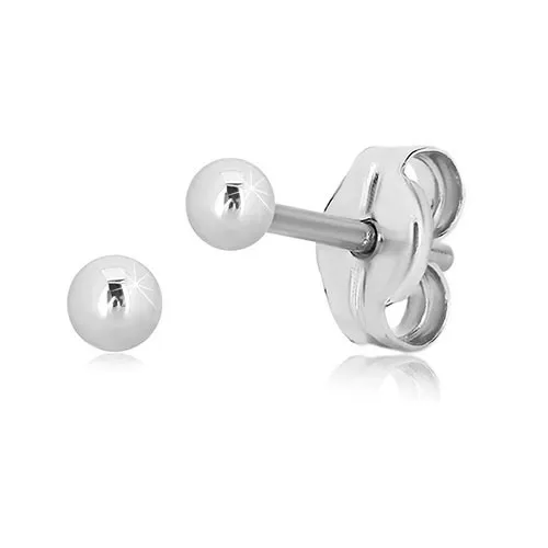 Náušnice z bílého zlata 585 - drobná zrcadlově lesklá kulička, 2 mm