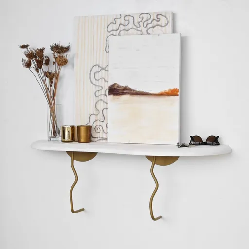 Nástěnná police Edera - Gold, White