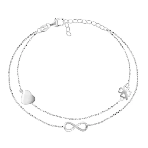 Brilio Silver Dvojitý stříbrný náramek s ozdobami BRC34W