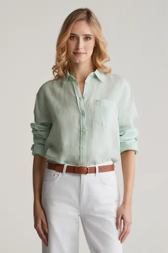 KOŠILE GANT REL LINEN SHIRT FADED MINT