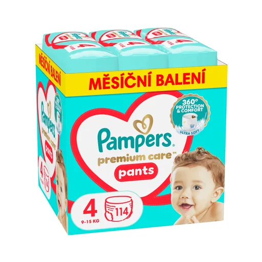 Pampers Premium Care Pants vel. 4 9-15 kg dětské plenkové kalhotky 114 ks
